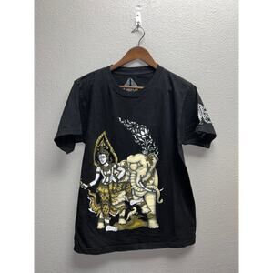 My Dream Shirt Thailand Graphic Elephant Black Short Sleeve Tee Medium